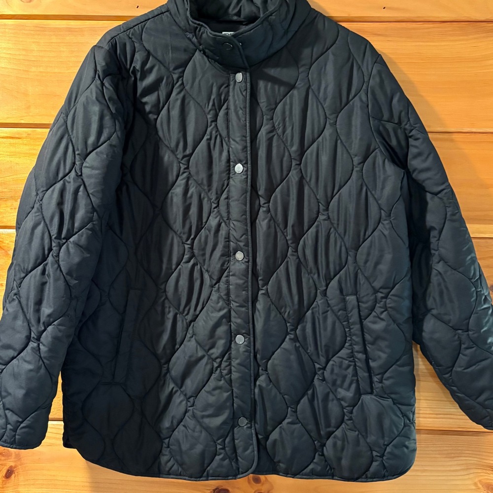 32 Degrees Heat Womens XL Black Quilted Snap Front Lightweight Puffer Jacket